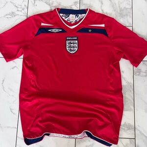 Vintage Umbro England 2008-2010 Away World Cup Soccer Football Red Jersey Size L